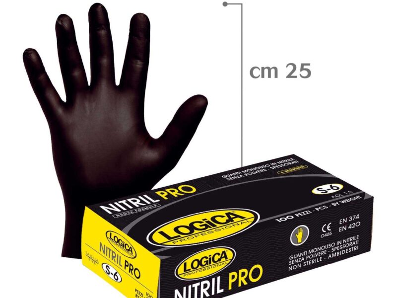 guanti-logica-nitrilpro-fronte Guanti Monouso NITRILPRO – Nitrile Nero Alta Resistenza