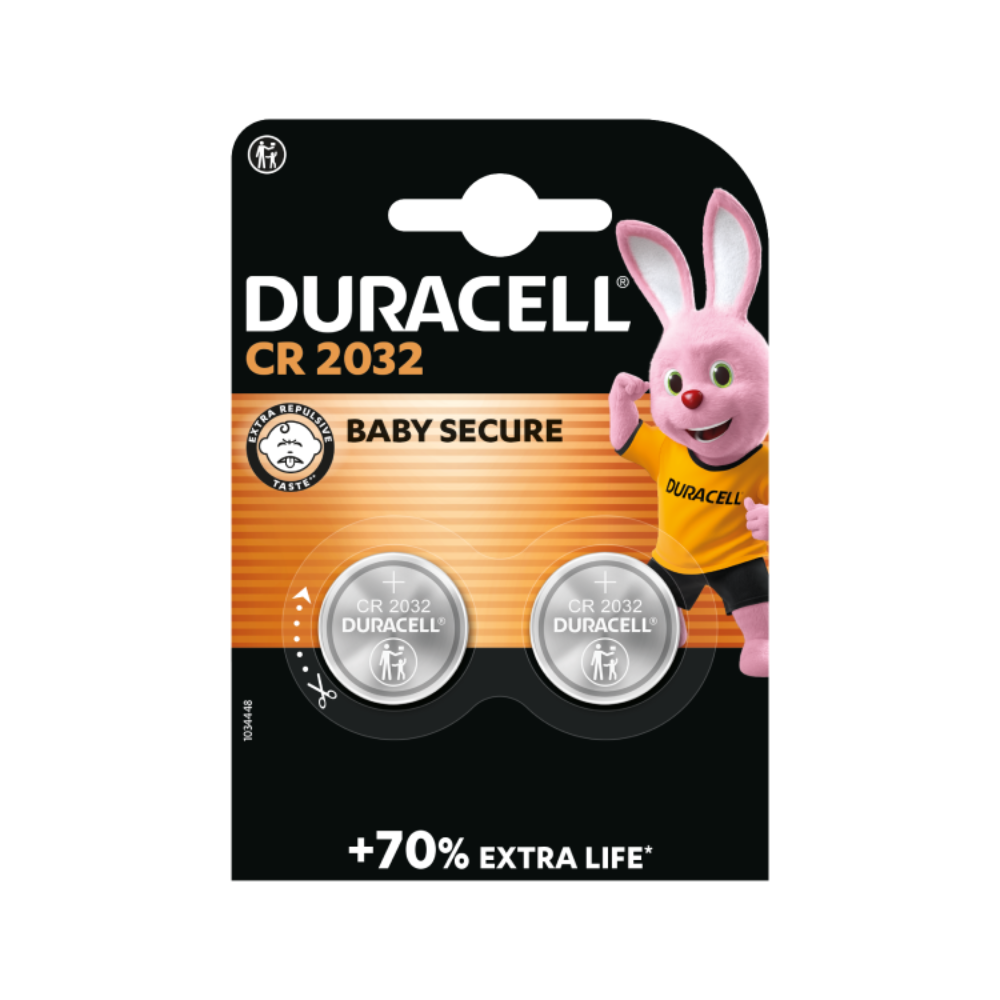 Batteria a Bottone Duracell CR2032 Litio 3V - Confezione da 2